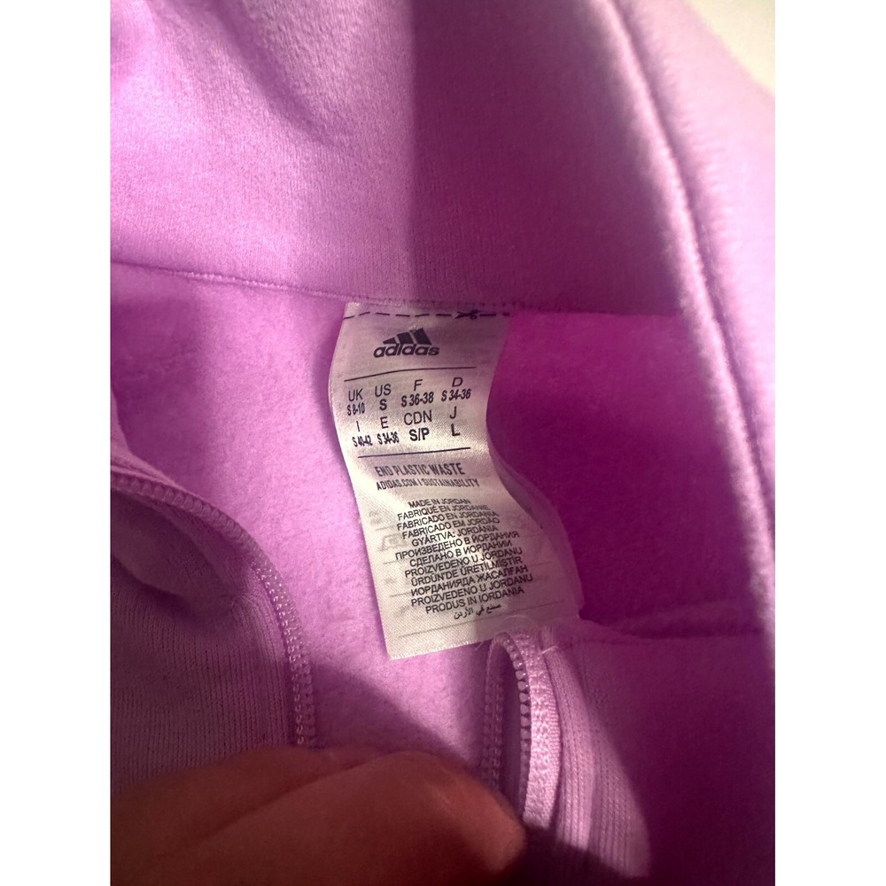 Adidas Sweatshirt Women's S (8-10) Purple Fleece‎ Lined Long Sleeve Quarter Zip - Picture 3 of 4